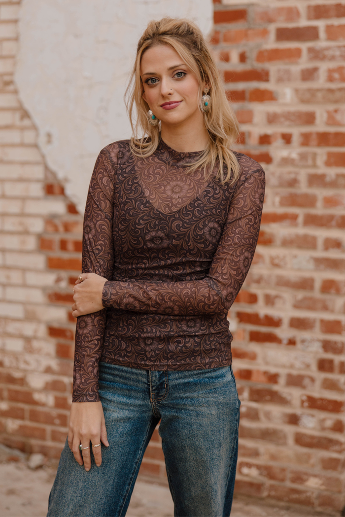 Bronzed Bloom Mesh Top - Sterling Kreek