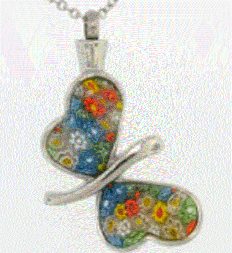 Butterfly Stainless Steel Cremation Urn Pendant for Ashes w/20-in Necklace