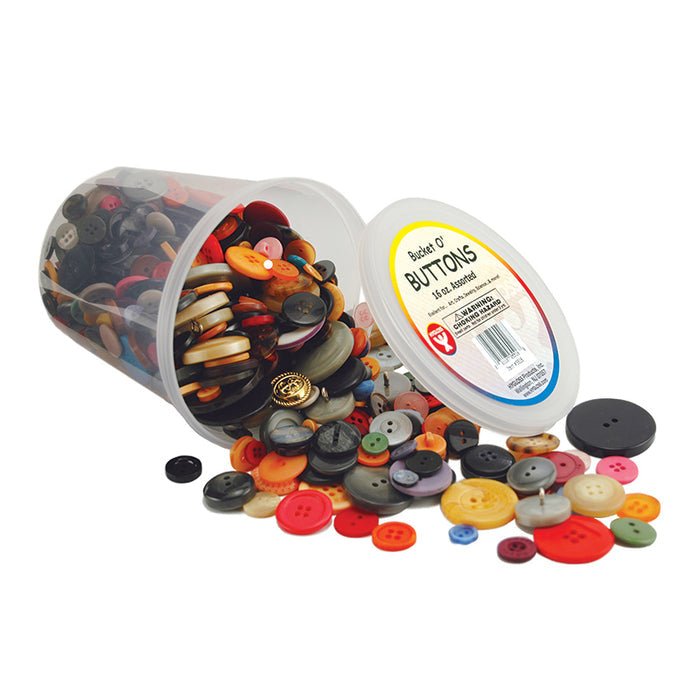 BUTTONS - BUCKET OF ASSORTED 16OZ