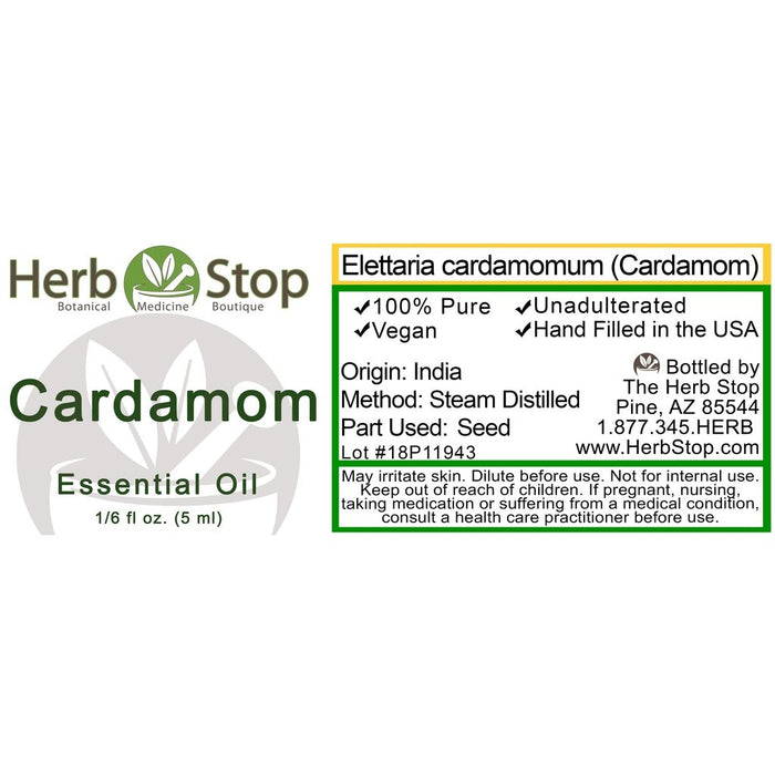Cardamom Essential Oil Label