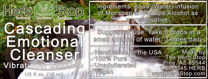 Cascading Emotional Cleanser Vibrational Essence Label