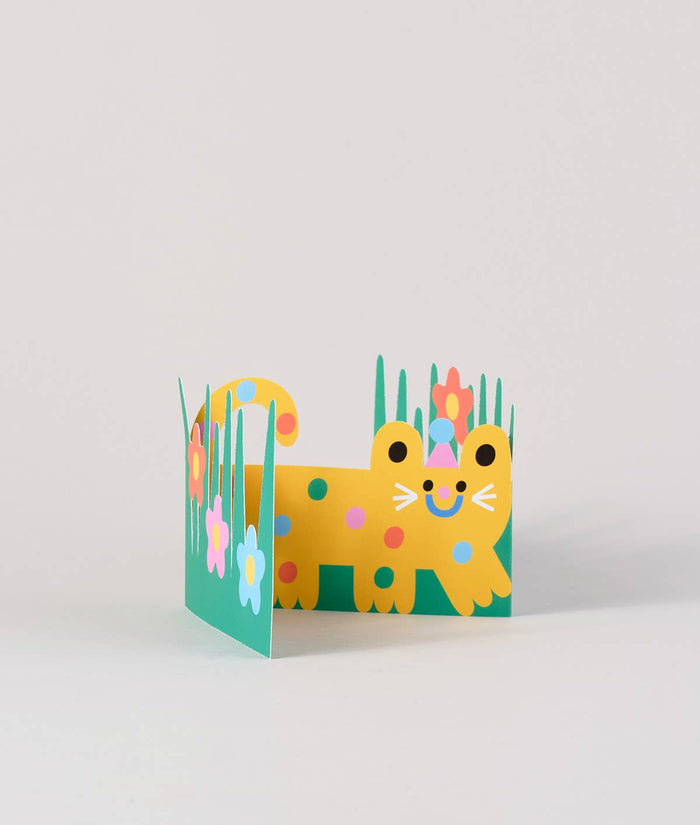 'Cat' Fold Out Kid's Birthday Card - bubblegum market