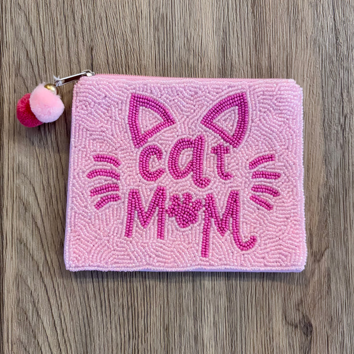 Cat Mom Pink Beaded Coin Purse - Lyla's: Clothing & Gifts - Online and Rockwall Texas Boutique