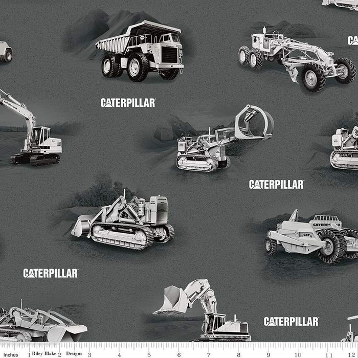 Caterpillar® 100 Years Main Gray Cotton Fabric