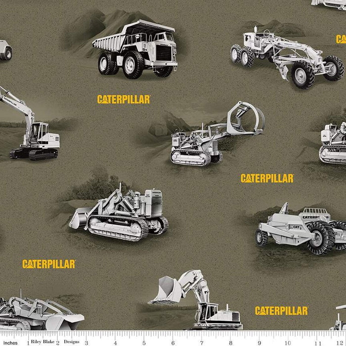 Caterpillar® 100 Years Main Green Cotton Fabric