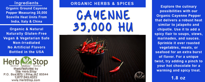 Cayenne 35,000 Heat Units Label