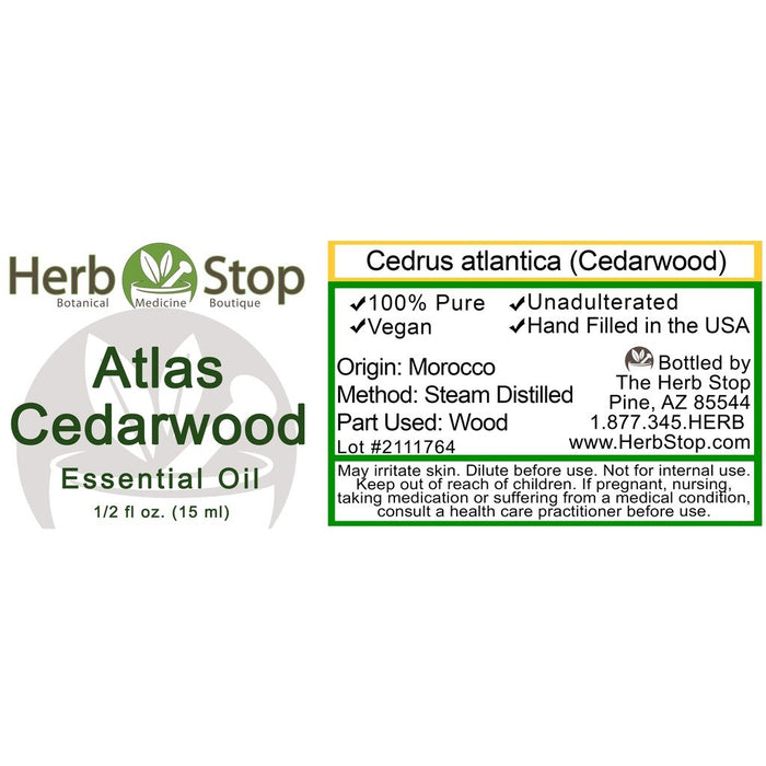 Atlas Cedarwood Essential Oil Label