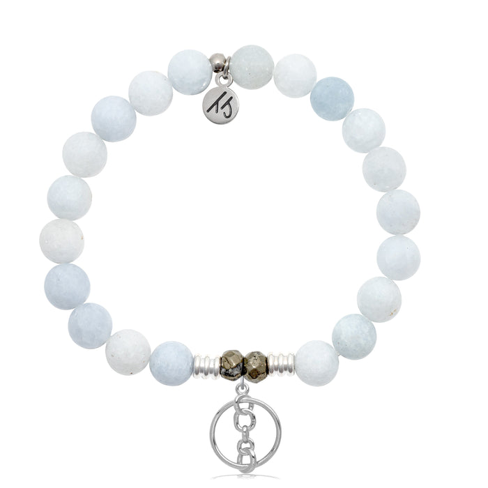 Celestine Stone Bracelet with Connection Sterling Silver Charm
