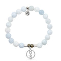 Celestine Stone Bracelet with Connection Sterling Silver Charm