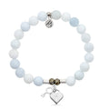 Celestine Stone Bracelet with Key to my Heart Sterling Silver Charm