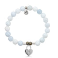 Celestine Stone Bracelet with Love Lock Sterling Silver Charm
