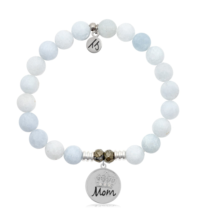 Celestine Stone Bracelet with Mom Crown Sterling Silver Charm