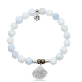 Celestine Stone Bracelet with Seashell Sterling Silver Charm