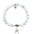 Celestine Stone Bracelet with Starfish Sterling Silver Charm