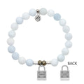 Celestine Stone Bracelet with Unbreakable Sterling Silver Charm