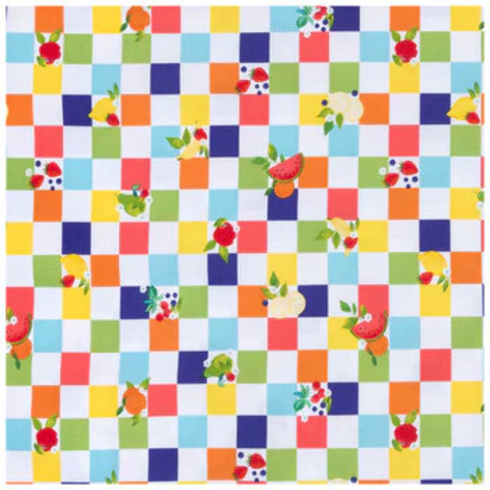 Checkered Fruit Cotton Calico Fabric