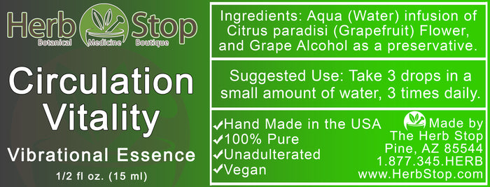 Circulation Vitality Vibrational Essence Label