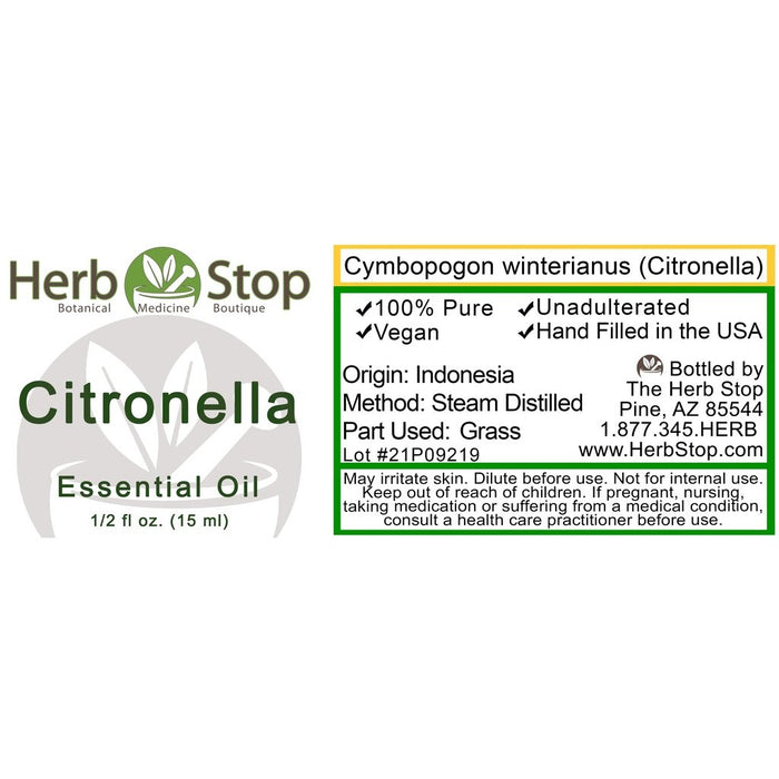 Citronella Essential Oil Label