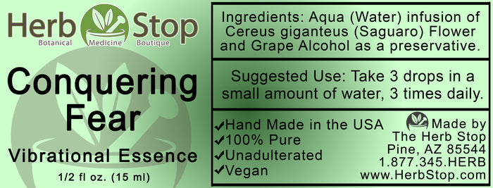 Conquering Fear Vibrational Essence Label