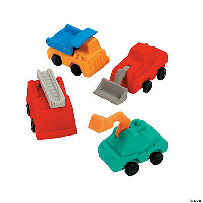 CONSTRUCTION TRUCK ERASERS - 12 PACK - Creative Kids