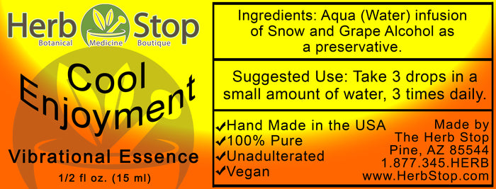 Cool Enjoyment Vibrational Essence Label