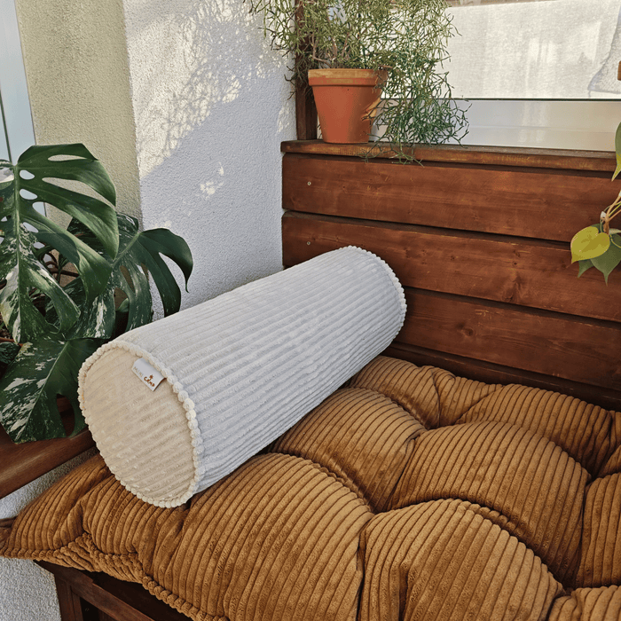 Corduroy Bolster Pillow – Roll Cushion for Floor Mattresses | Ecru