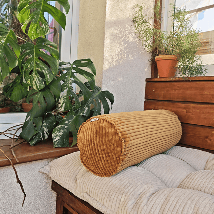 Corduroy Bolster Pillow – Roll Cushion for Floor Mattresses | Mustard