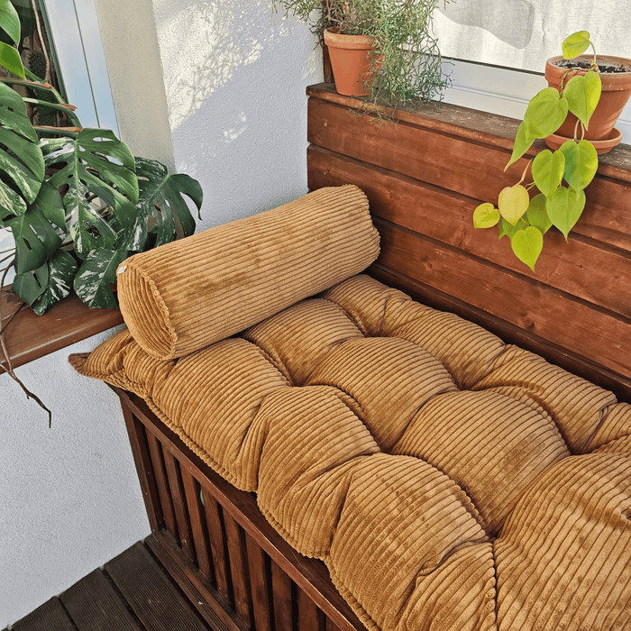 Corduroy Bolster Pillow – Roll Cushion for Floor Mattresses | Mustard