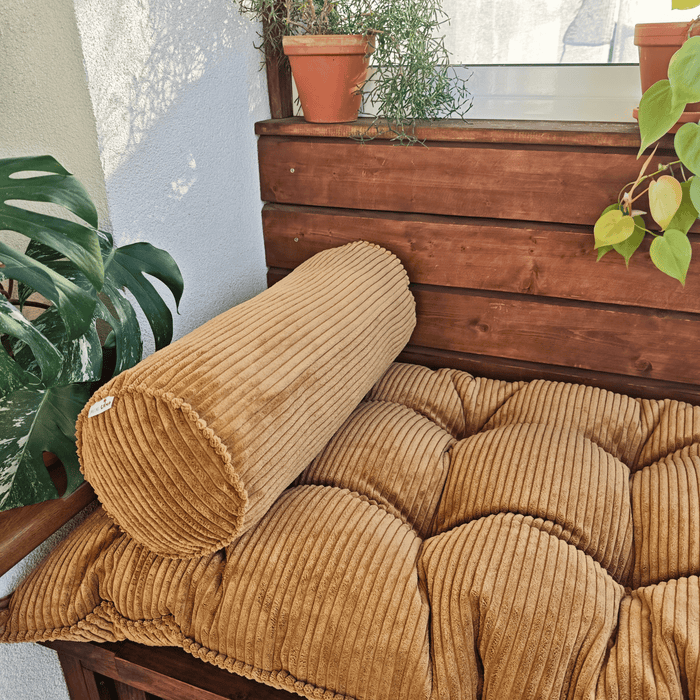 Corduroy Bolster Pillow – Roll Cushion for Floor Mattresses | Mustard