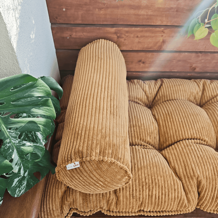 Corduroy Bolster Pillow – Roll Cushion for Floor Mattresses | Mustard
