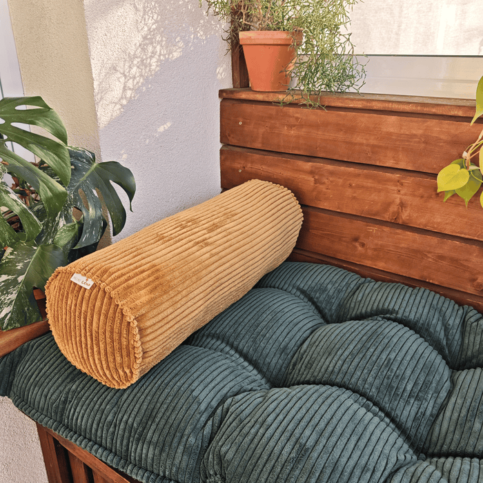 Corduroy Bolster Pillow – Roll Cushion for Floor Mattresses | Mustard