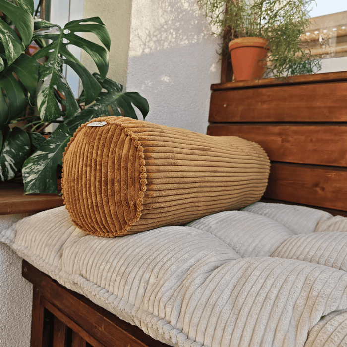 Corduroy Bolster Pillow – Roll Cushion for Floor Mattresses | Mustard