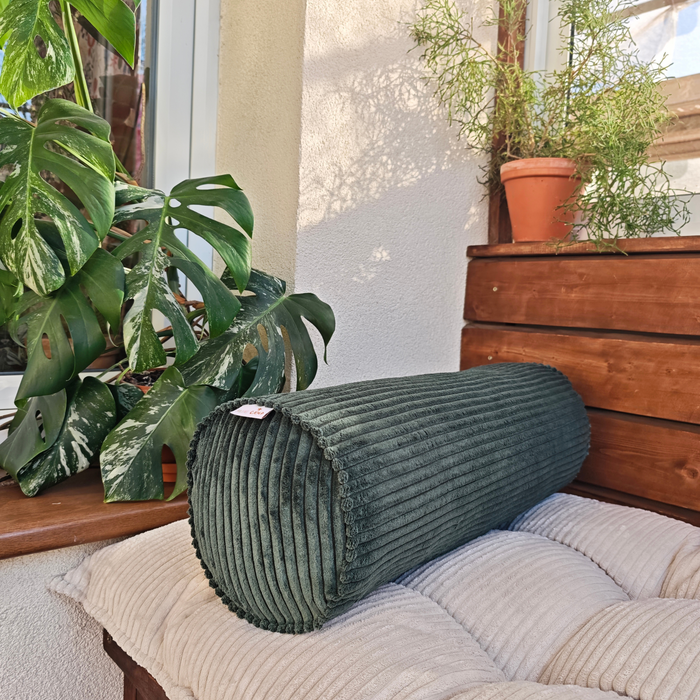 Corduroy Bolster Pillow – Roll Cushion for Floor Mattresses | Petrol Green
