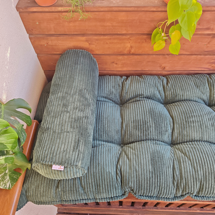 Corduroy Bolster Pillow – Roll Cushion for Floor Mattresses | Petrol Green