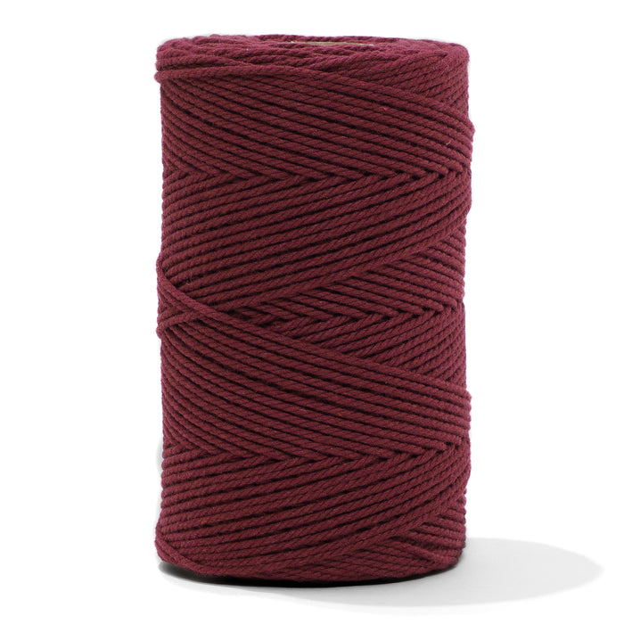 Cotton Rope Zero Waste 2 mm - 3 ply - Burgundy Color