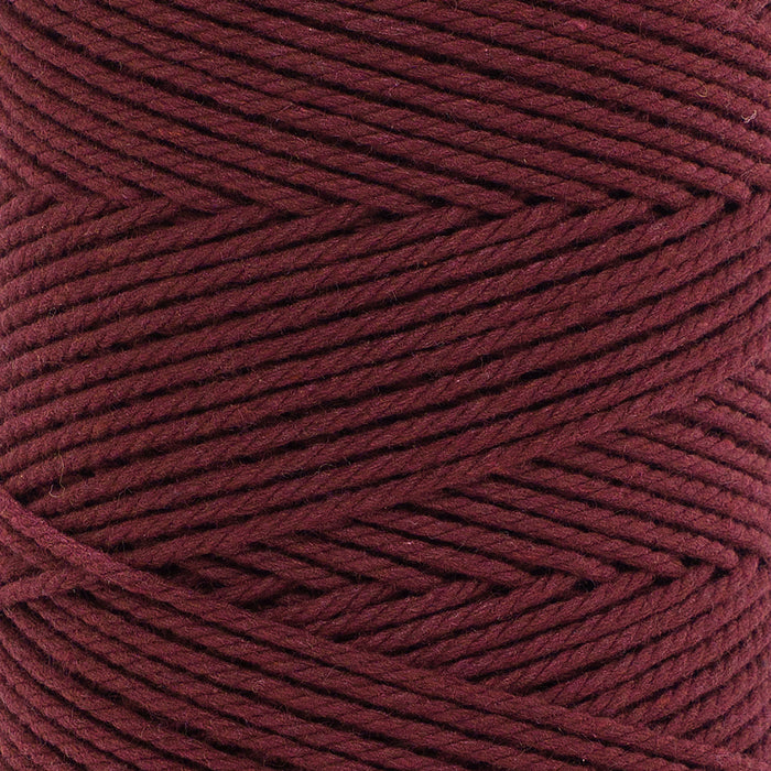 Cotton Rope Zero Waste 2 mm - 3 ply - Burgundy Color