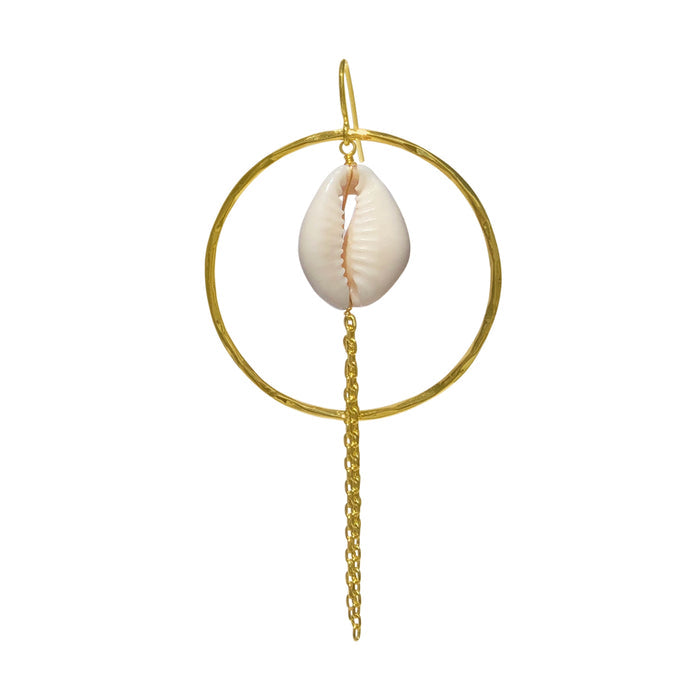 Cowrie Hoop with Chain Earrings