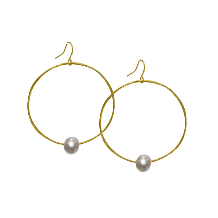 Cream Pearl Hoop Earrings