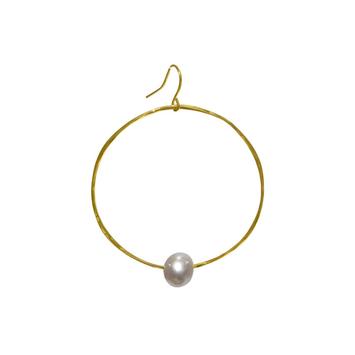 Cream Pearl Hoop Earrings