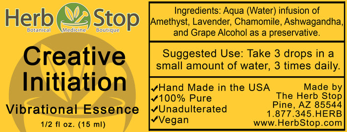 Creative Initiation Vibrational Essence Label