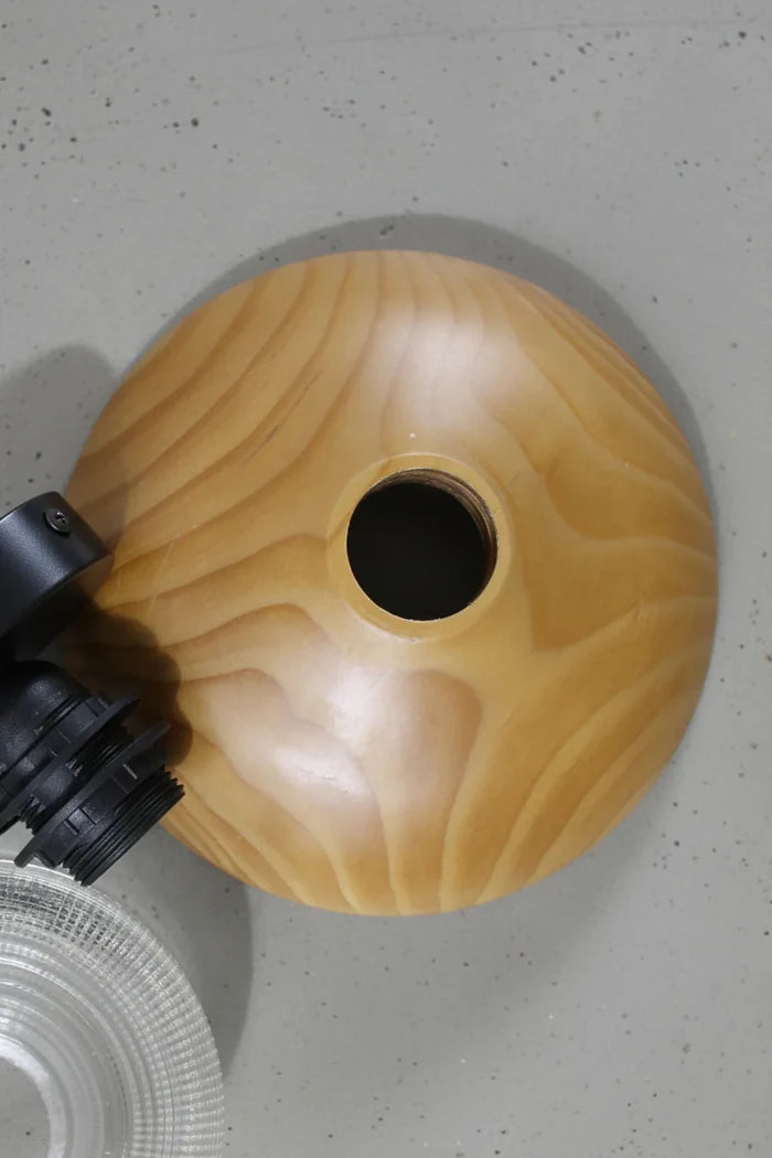 Crosshatch Glass Wood Wall Light