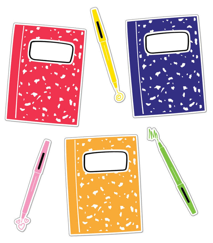 CUT-OUTS: NOTEBOOKS AND PENS ASSORTED SIZES 36 PACK - Creative Kids