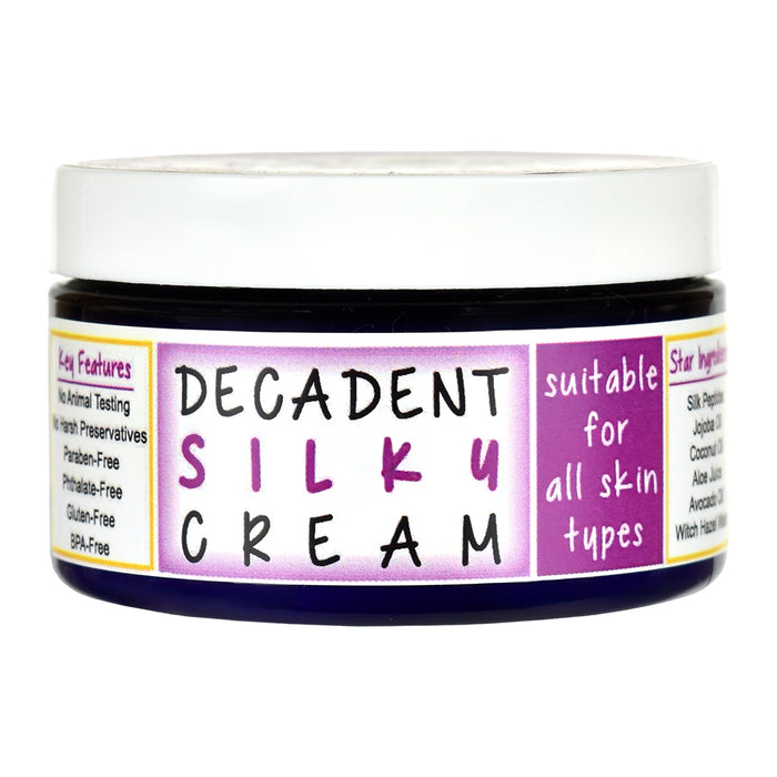 Jar of Decadent Silky Cream on a white background