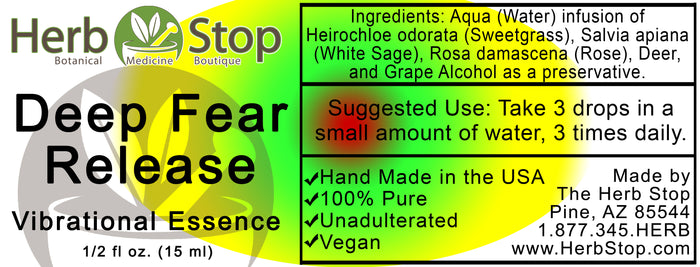 Deep Fear Release Vibrational Essence Label