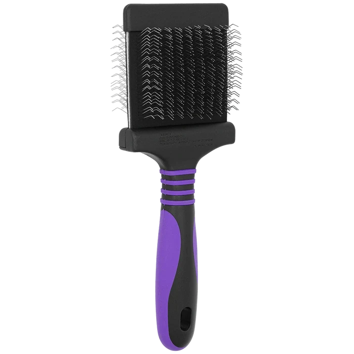 Dematting Extra Firm Slicker Brush,"Black slicker brush with purple grip handle"