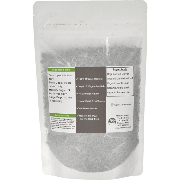 Organic Dog & Cat Greens Bag Back