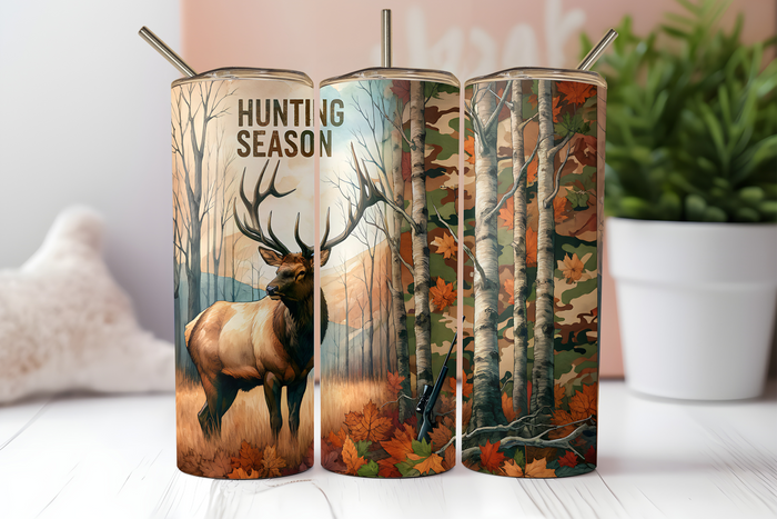 Dogwood Graphics & Design - Elk - Hunting Season Trees 20oz Skinny Tumbler