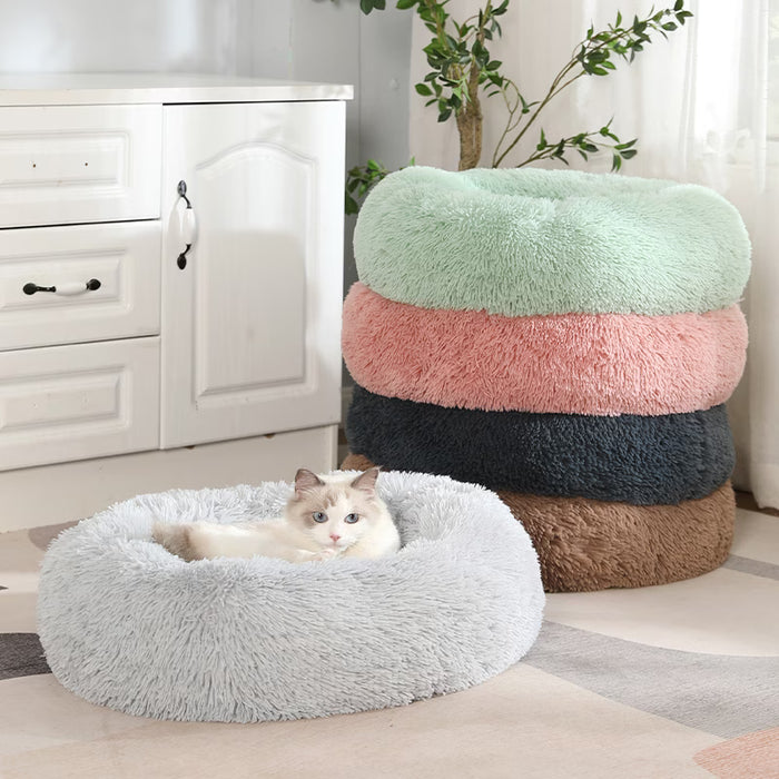 Donut Cat Bed – Calming Plush Round Cat Bed for Indoor Cats All Seasons