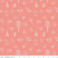 Double Sided Cotton Blanket - Afternoon Tea Sketches Salmon Cotton