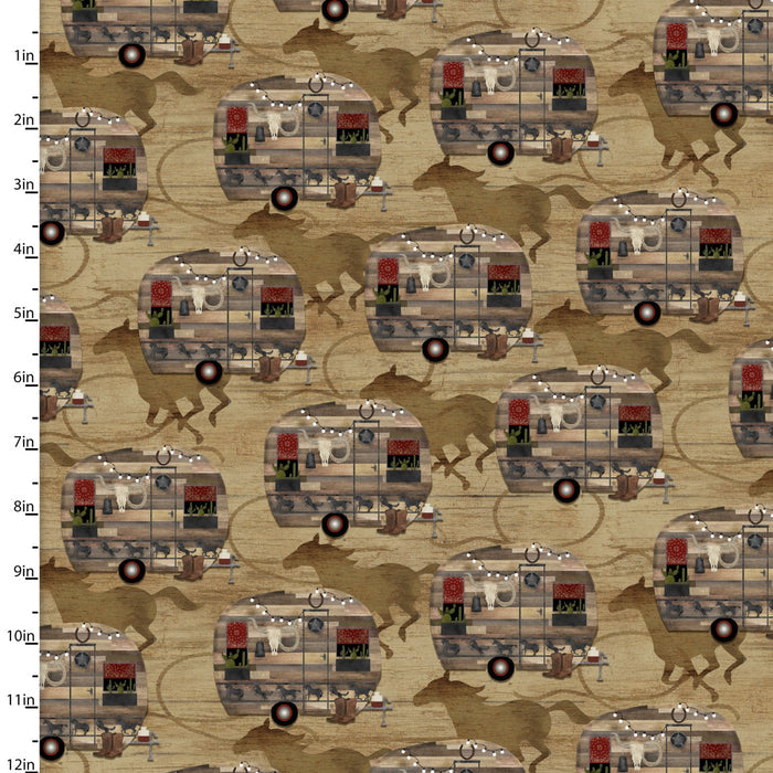 Double Sided Cotton Blanket - Hold Your Horses Camper Corral Tan Cotton